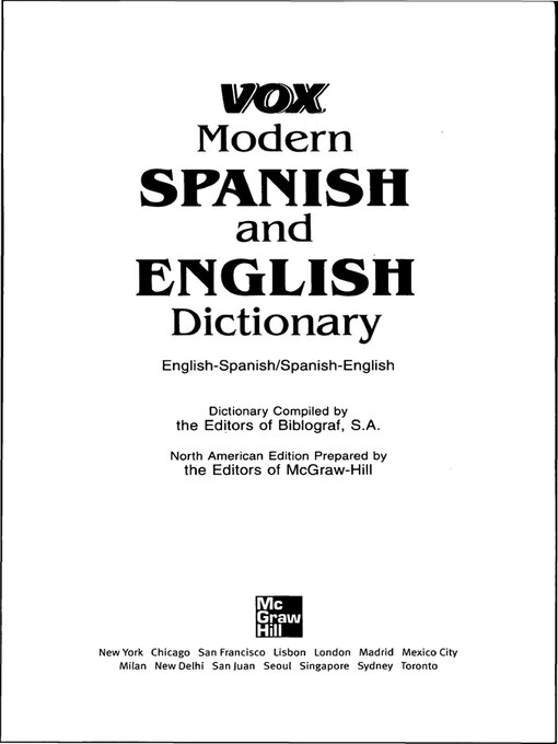 Title details for Vox Modern Spanish and English Dictionary by Vox - Available